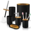 6 Pcs Bamboo and Plastic Bathroom Accessories Sets