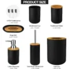 6 Pcs Bamboo and Plastic Bathroom Accessories Sets - Image 2